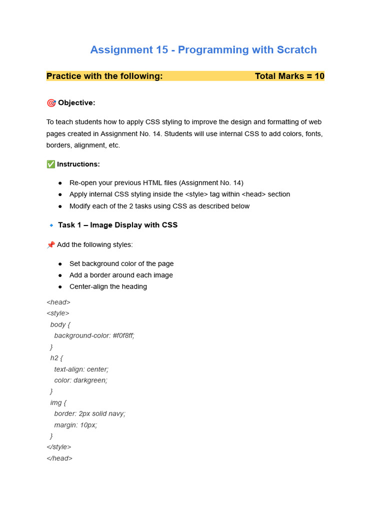 CSS Styling for Scratch Programming | PDF