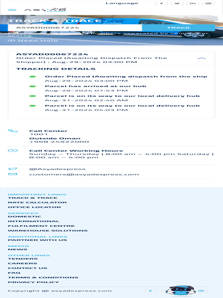 Asyad Express: Track & Trace Services | PDF