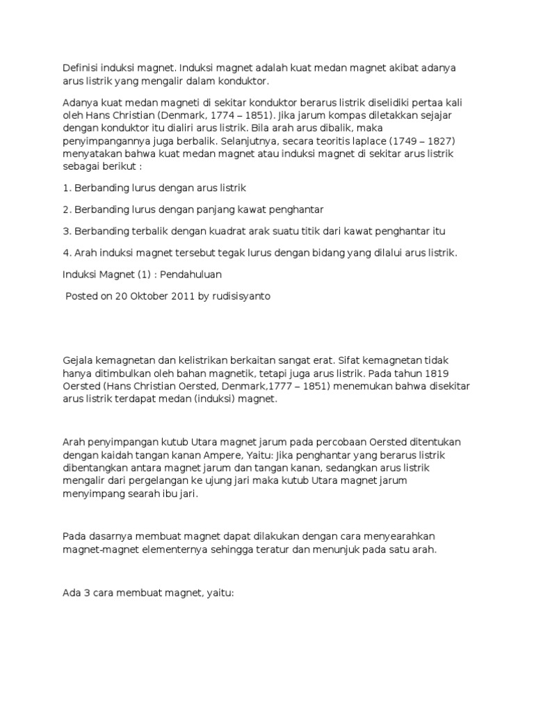 Cara Membuat Magnet Dengan Dialiri Arus Listrik Disebut 