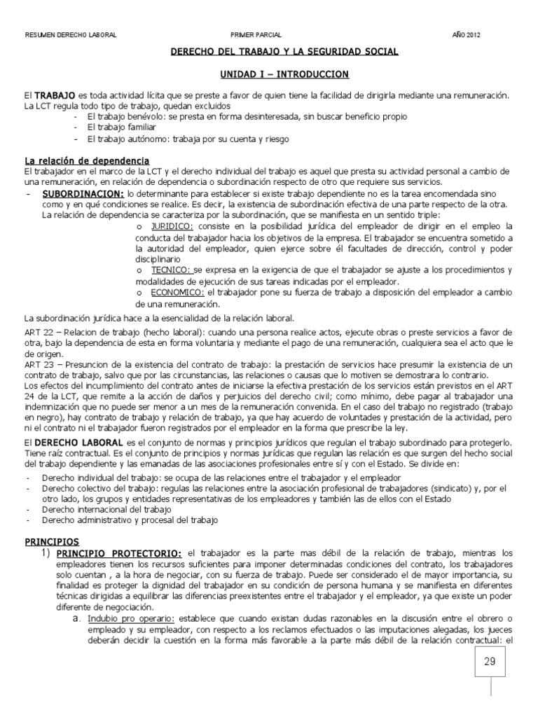 Resumen de Derecho Laboral y Seguridad Social | PDF | Derecho laboral ...