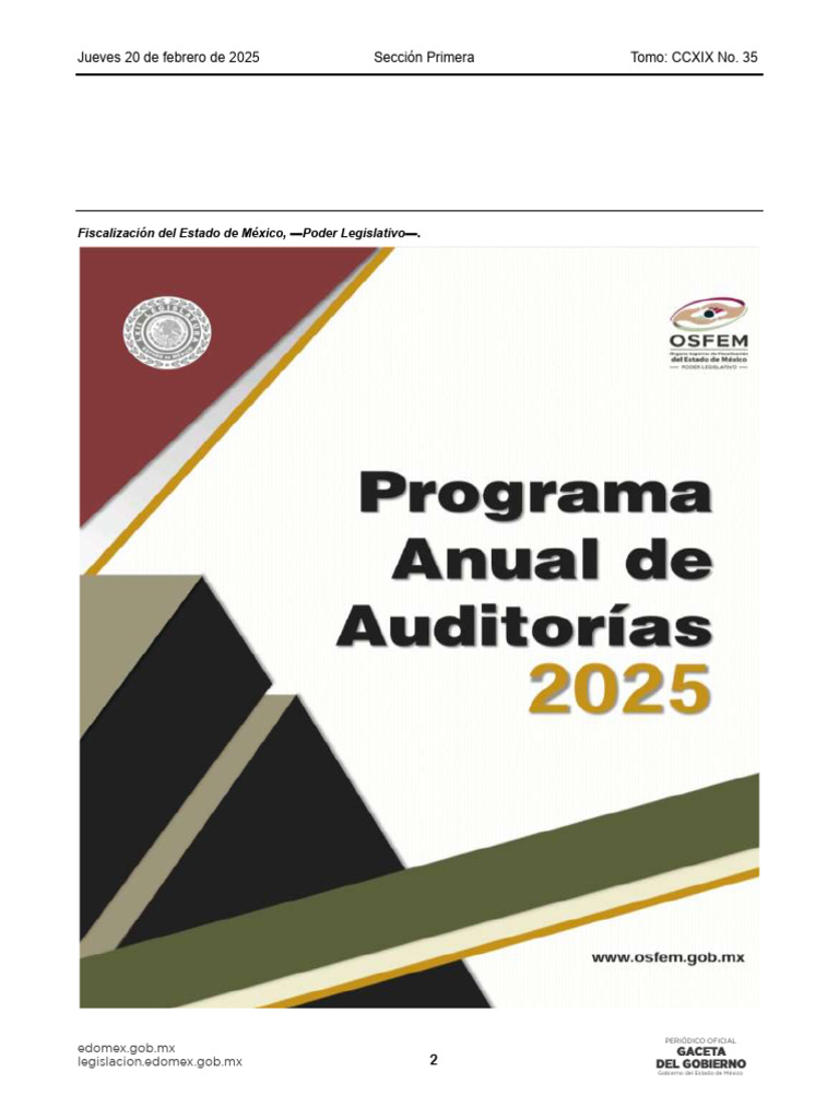 Programa Anual de Auditorías 2025 | PDF | México | Presupuesto