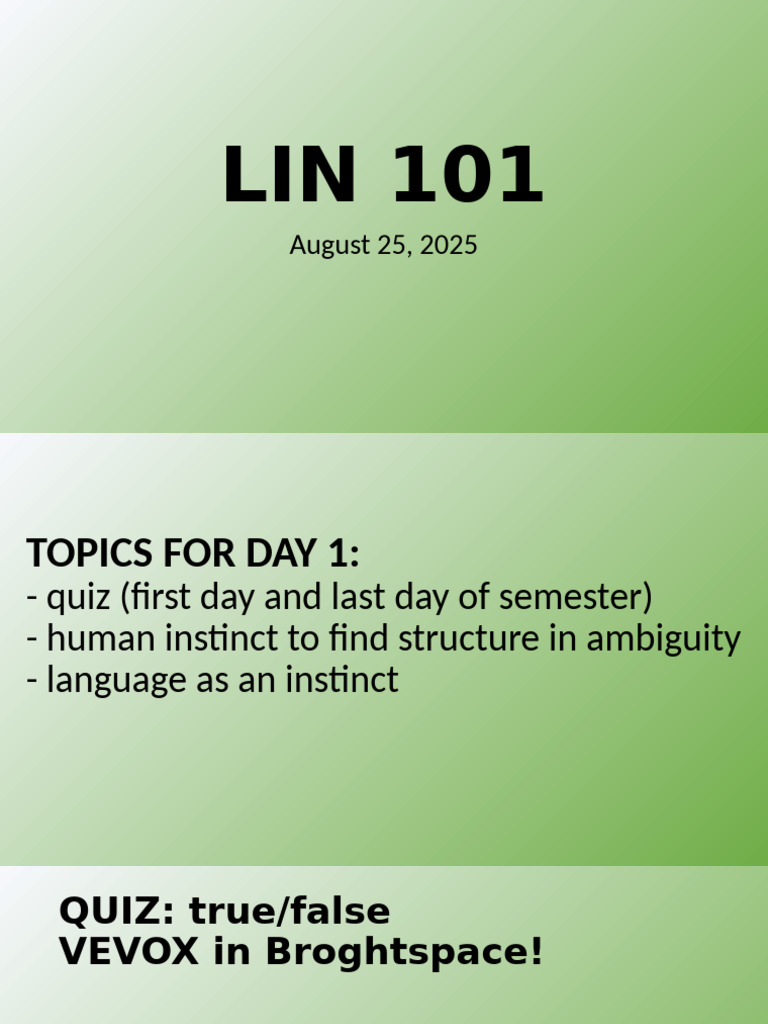 Language Instincts and Course Overview | PDF | Ambiguity ...