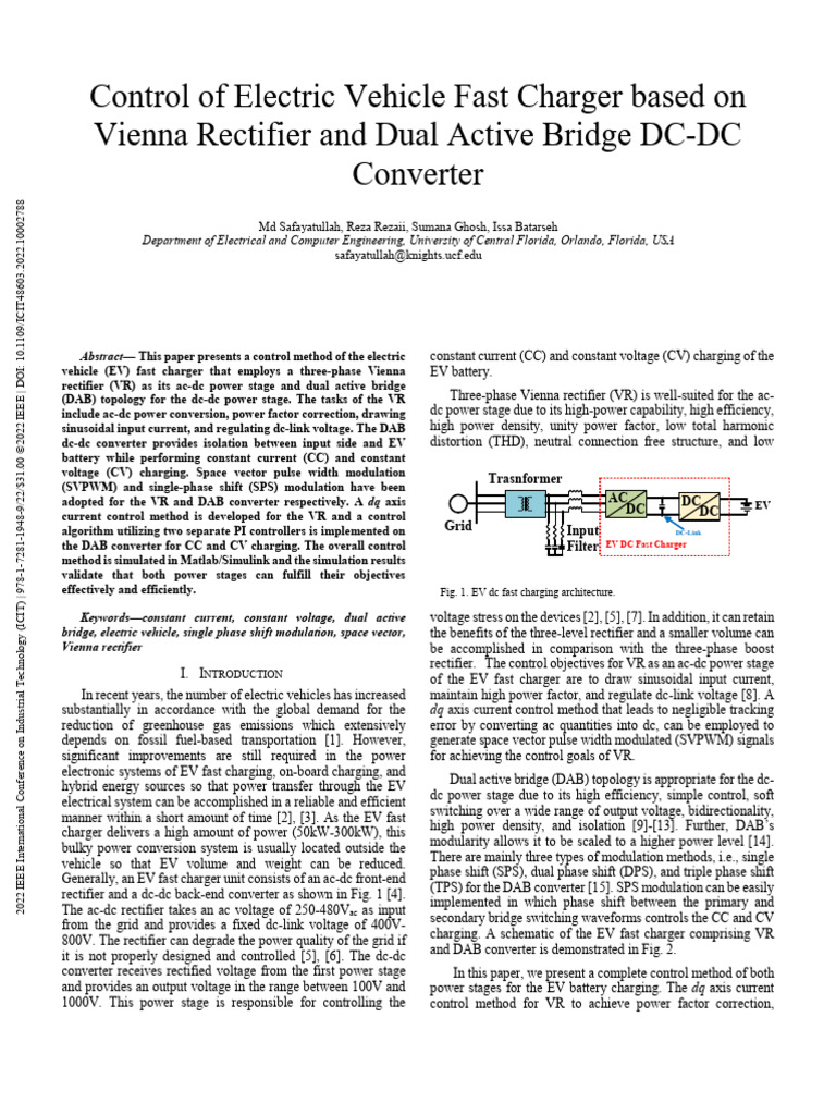 Vienna Rectifier for EV Fast Charging | PDF | Rectifier | Battery Charger