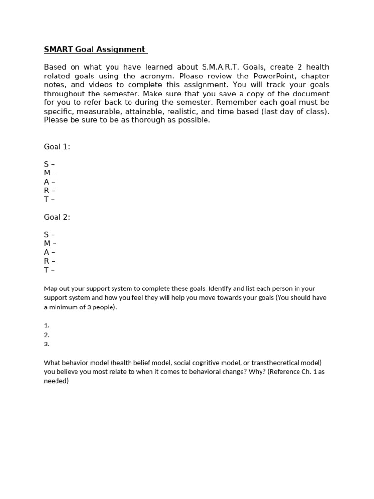 SMART Goal Assignment-1 | PDF