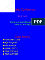 Mortality Conference: Departments of Radiation & Medical Oncology