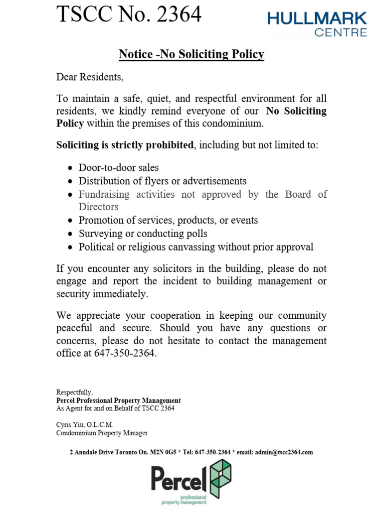 No Soliciting Policy | PDF