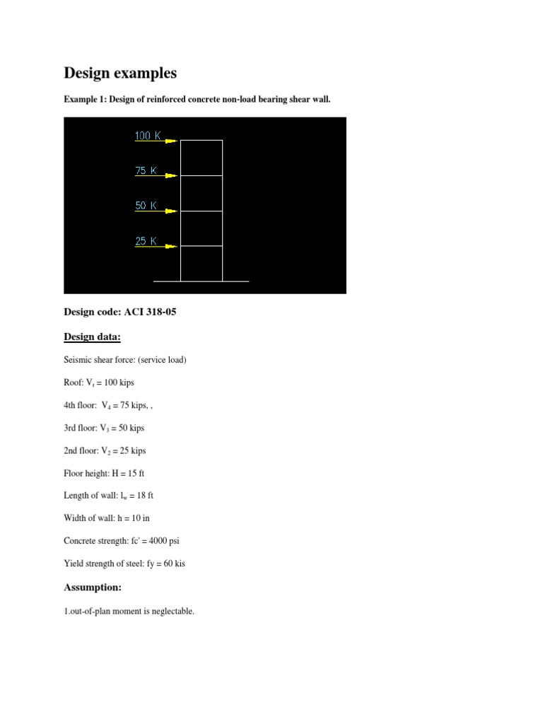 Design Examples-shear Walls | Wall | Strength Of Materials