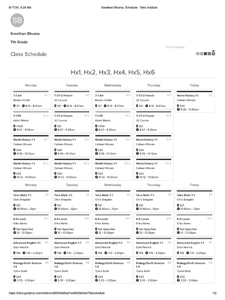 Telra Schedule | PDF