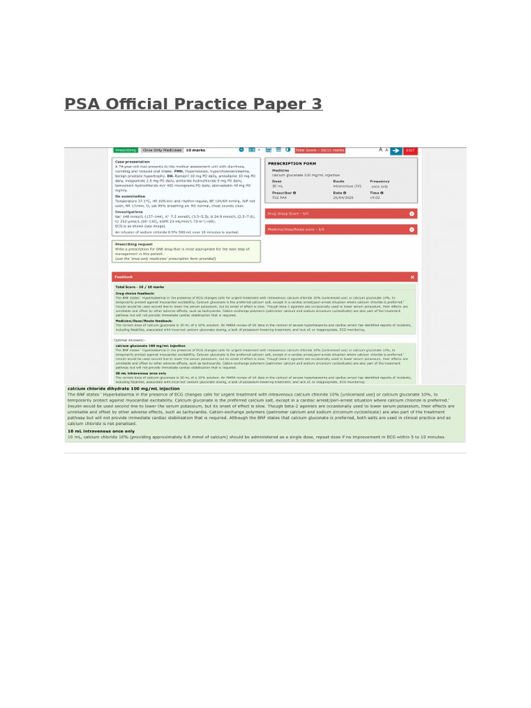 PSA Practice Paper 3 Overview | PDF | Medical Treatments | Pharmacology