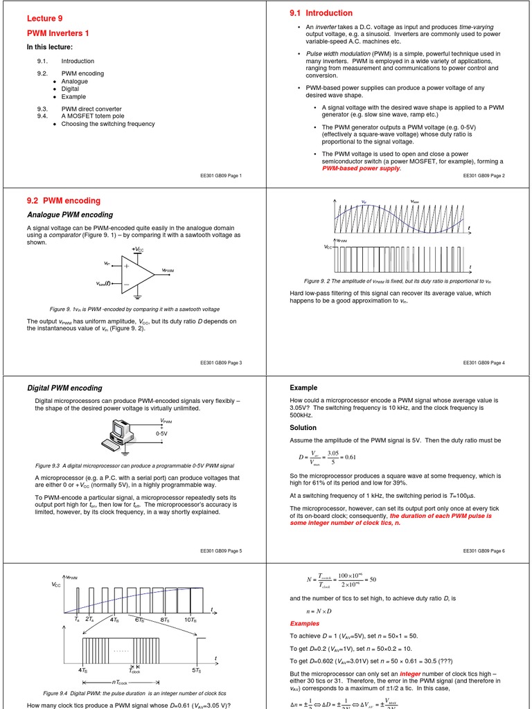 In This Lecture:: Analogue PWM Encoding | PDF | Power Inverter ...