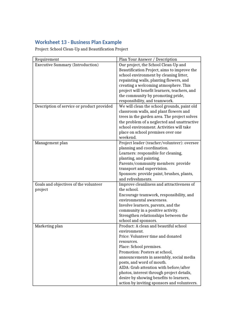 School Clean-Up Project Plan | PDF