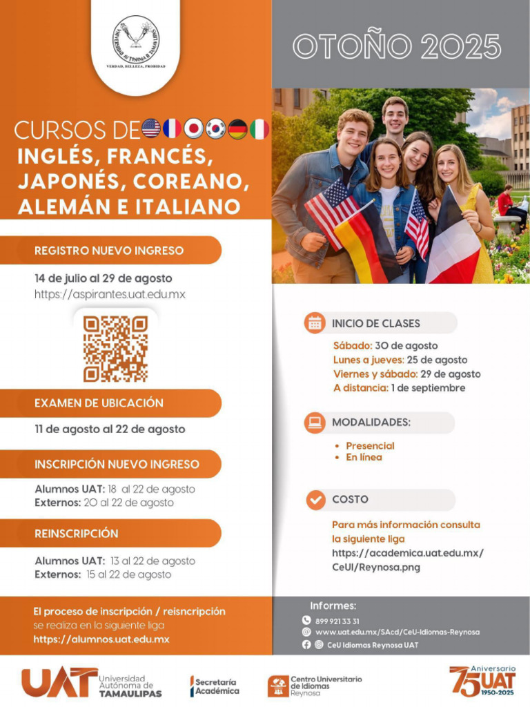 Cursos de Idiomas de OTOÑO 2025 Reynosa | PDF