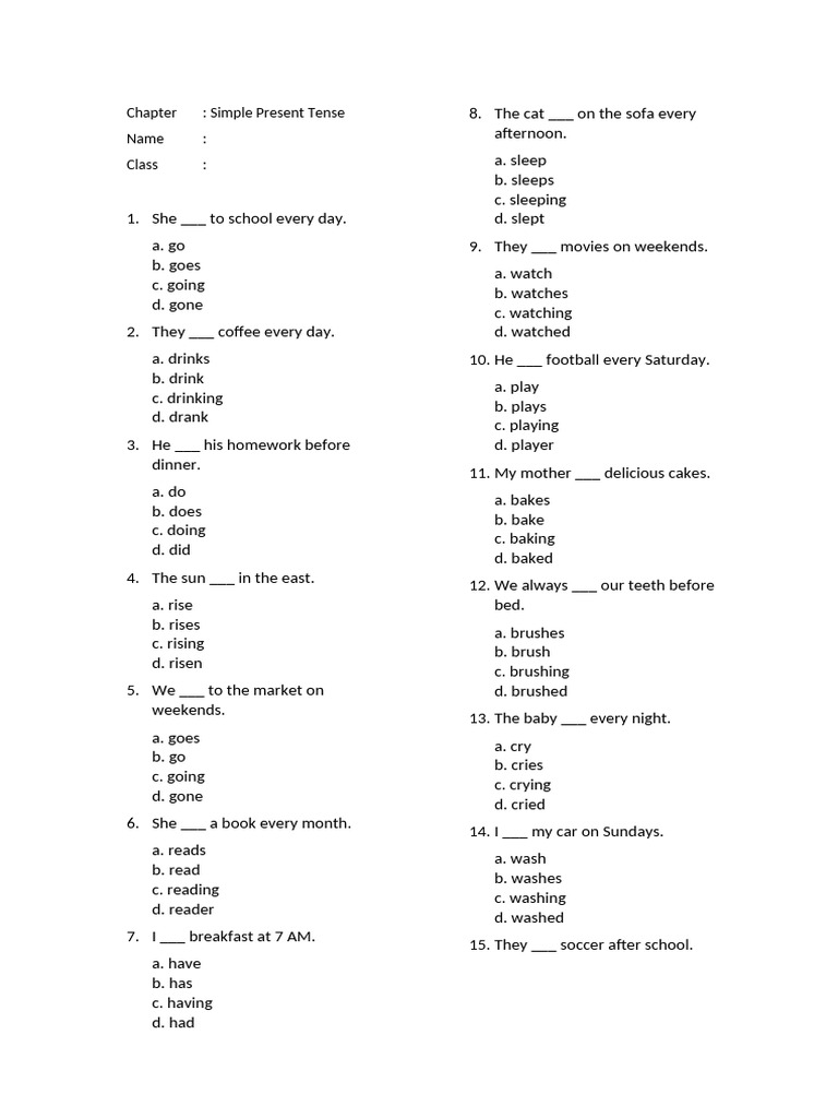 Simple Present Tense Exercises | PDF | Chess Theory | Chess