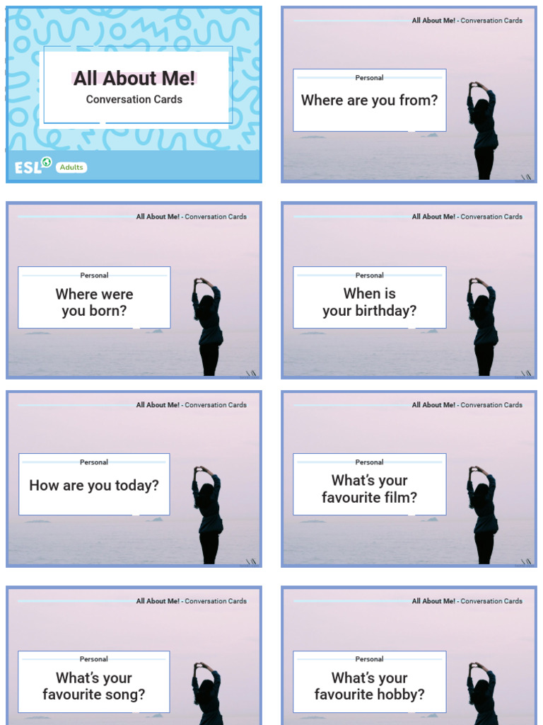 All About Me Conversation Cards | PDF | English As A Second Or Foreign ...