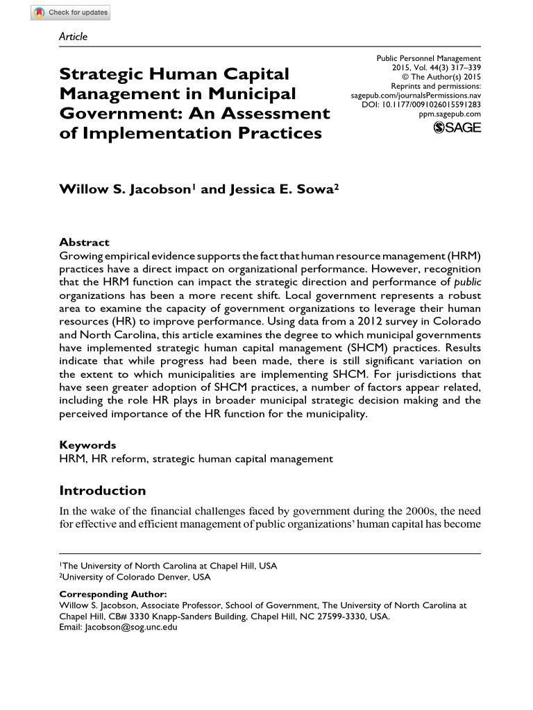 Strategic Human Capital in Local Government | PDF | Human Resource ...