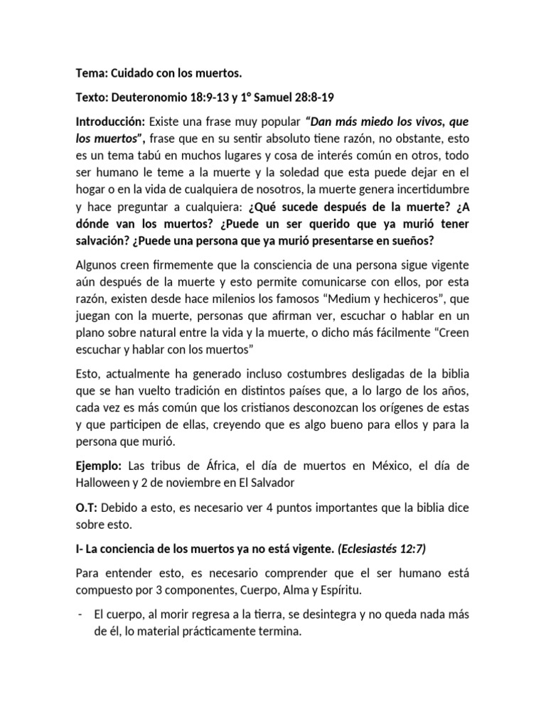 Cuidado con los muertos según la Biblia | PDF | Alma | Muerte