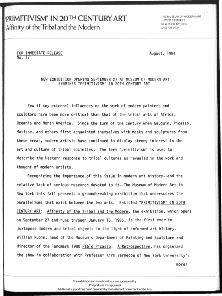 Primitivism in 20th Century Art Exhibit | PDF | Modern Art | Style