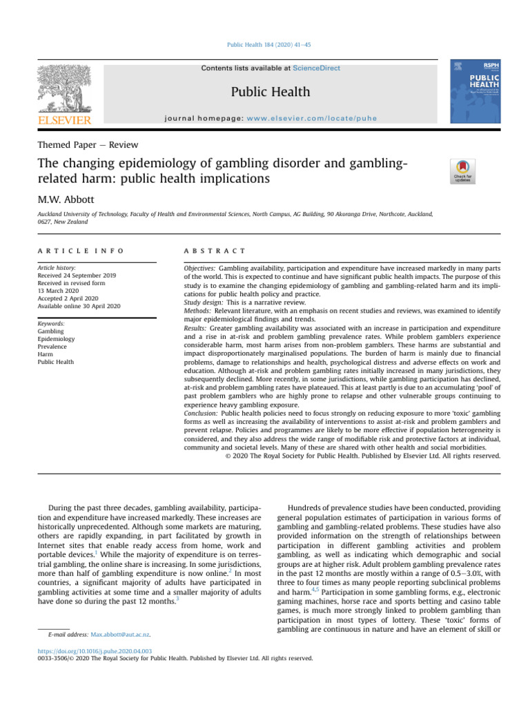 Gambling Disorder Epidemiology Review | PDF | Problem Gambling ...