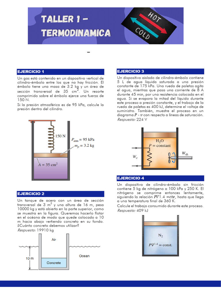 Ejercicios de Termodinámica y Gases Ideales | PDF | Vapor | Presión