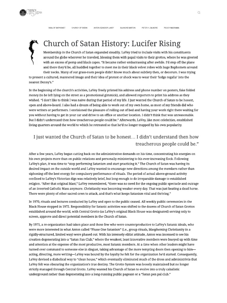 History of Church of Satan - Lucifer Rising | PDF