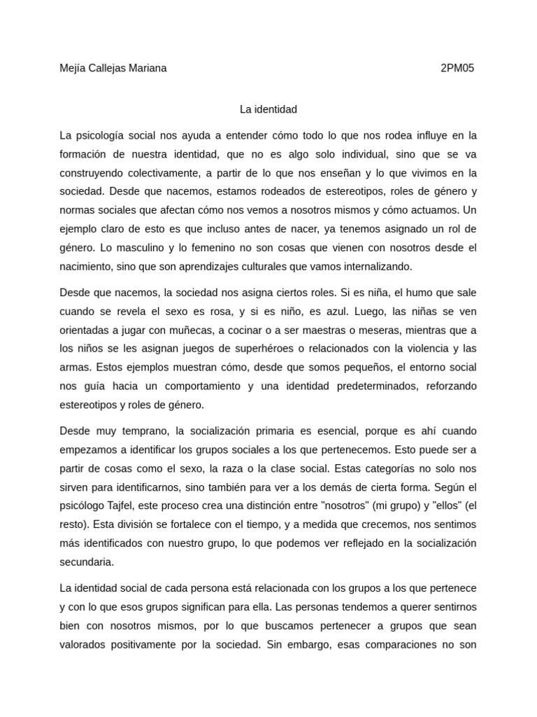 Formación de la identidad social y cultural | PDF | Género | Estudios ...