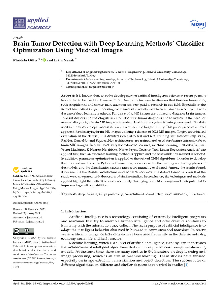Brain Tumor Detection via Deep Learning | PDF | Machine Learning | Deep ...