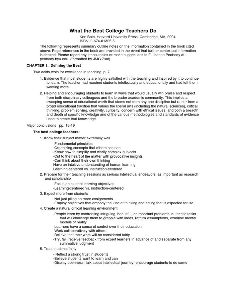 Best Practices of Effective College Teaching | PDF | Reason | Learning