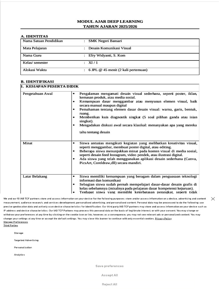 Modul Ajar Deep Learning SMK 2025/2026 | PDF