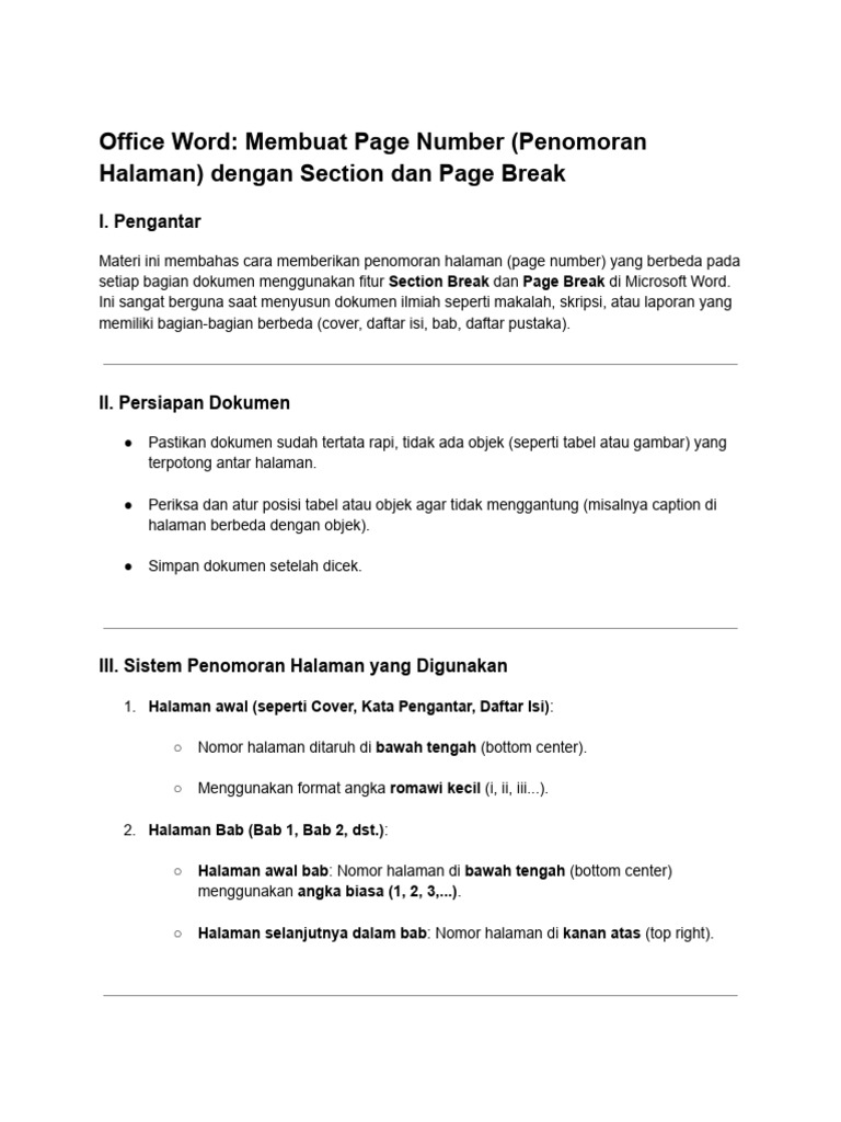 Panduan Penomoran Halaman di Word | PDF
