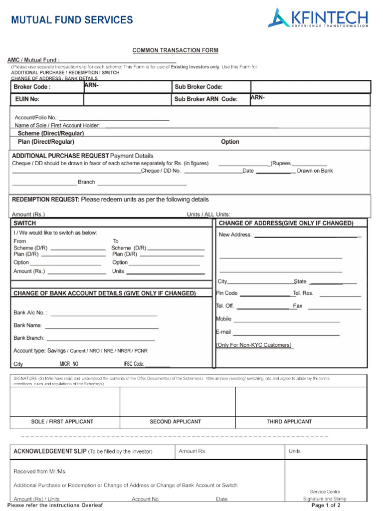 Common Transaction Form | PDF
