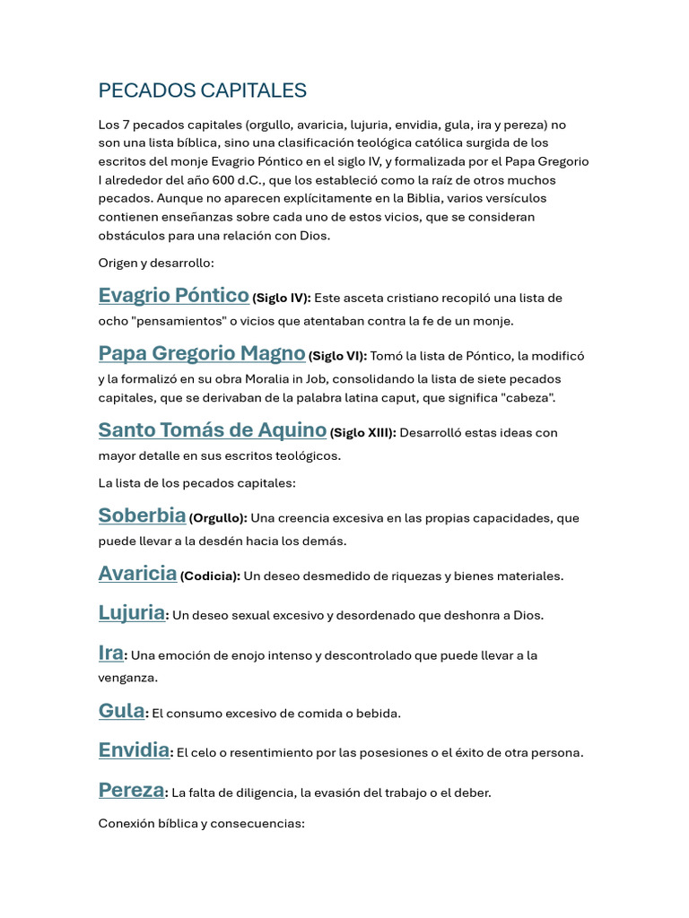Significado de los siete pecados capitales | PDF