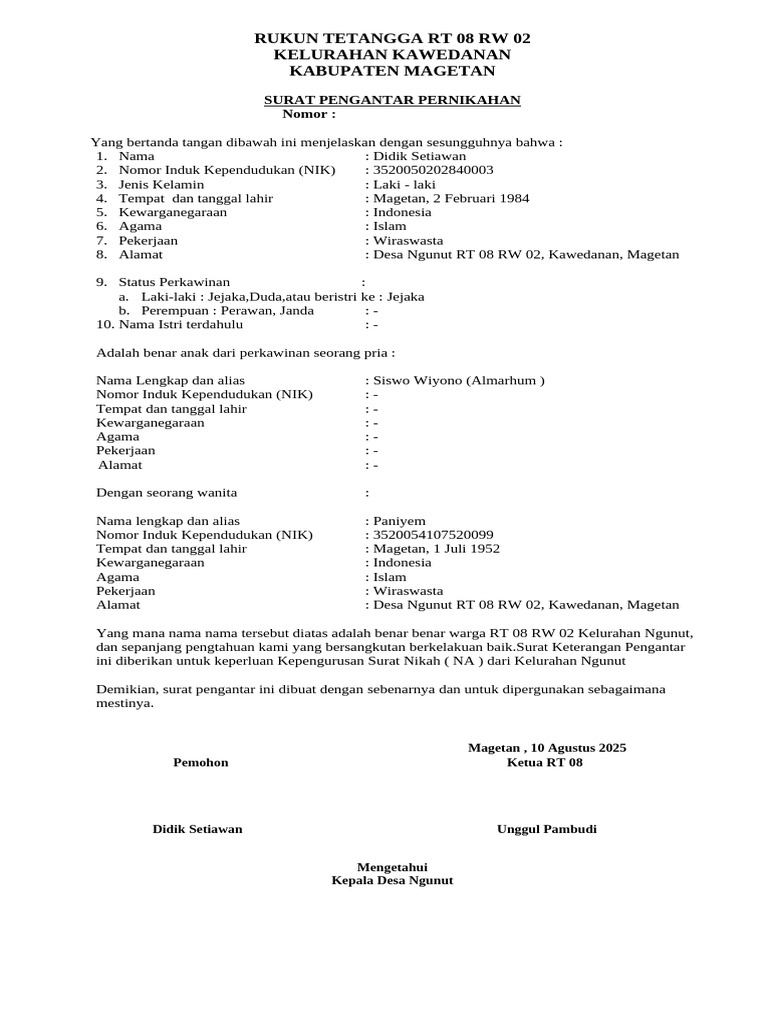 Surat Pengantar Nikah PDF