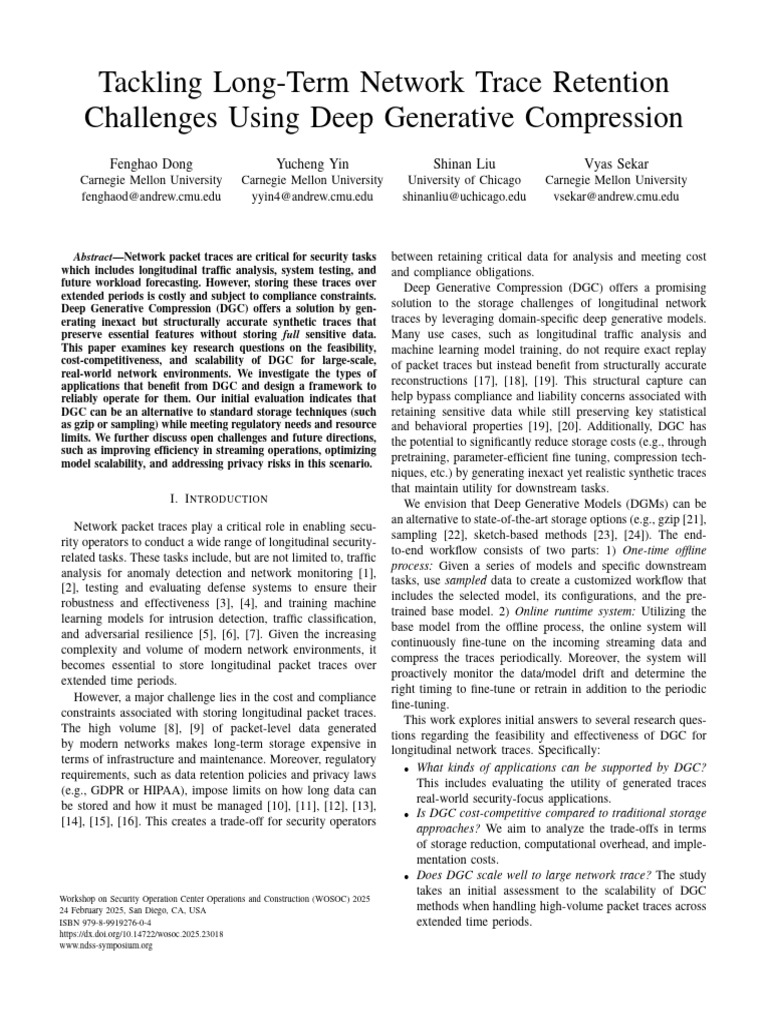 Tackling Long-Term Network Trace Retention | PDF | Scalability | Data ...