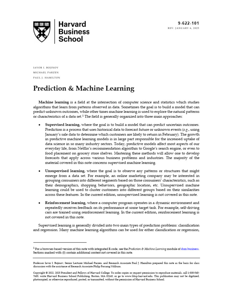 Supervised Learning in Machine Prediction | PDF | Cluster Analysis ...