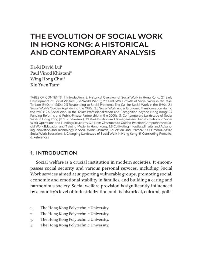 The Evolution of Social Work in Hong Kong A Historical and Contemporary ...