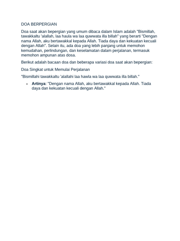 Doa Berpergian | PDF
