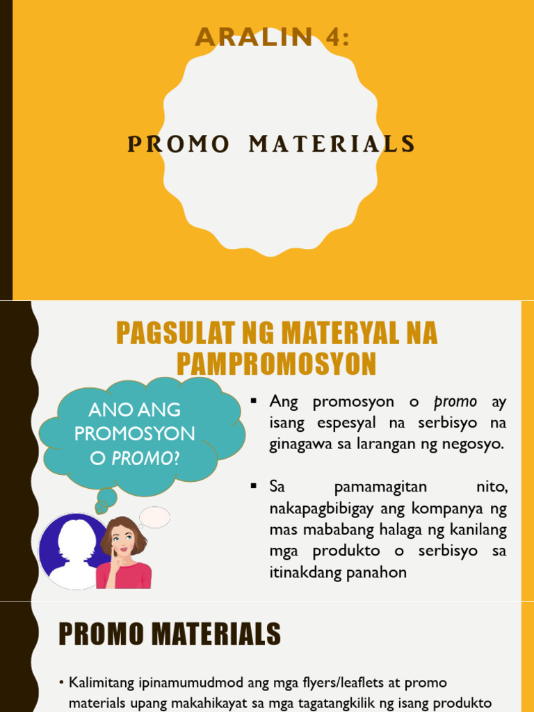Aralin 4:: Promo Materials | PDF
