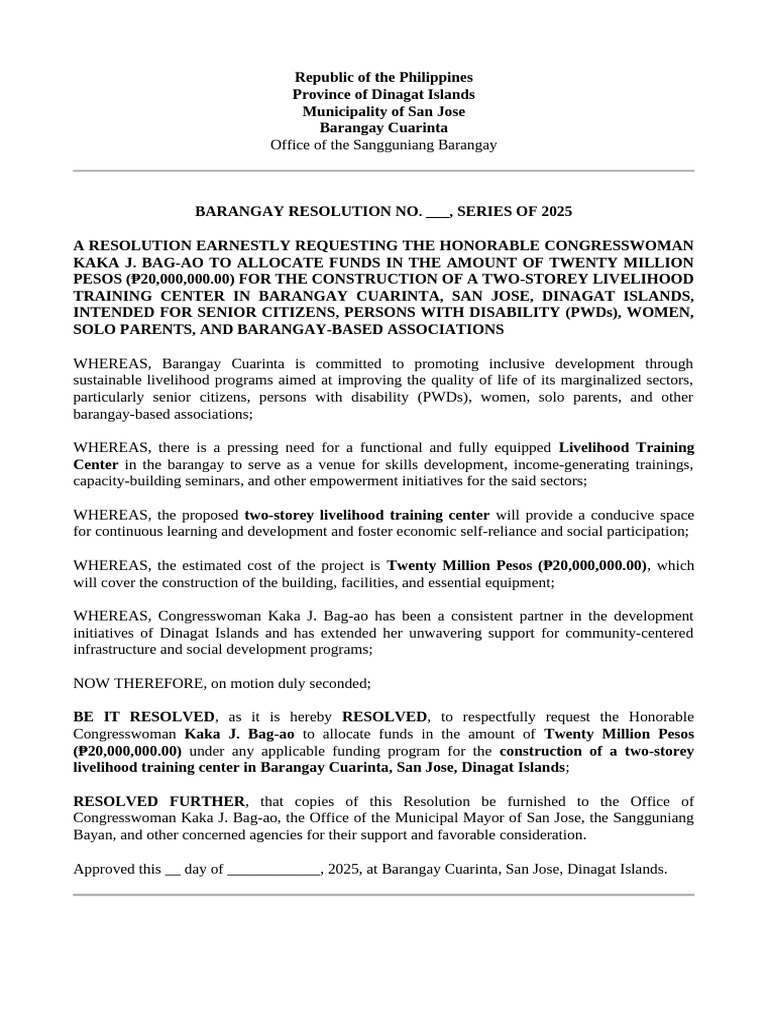 Barangay Resolution | PDF | Local Ordinance | Vehicles