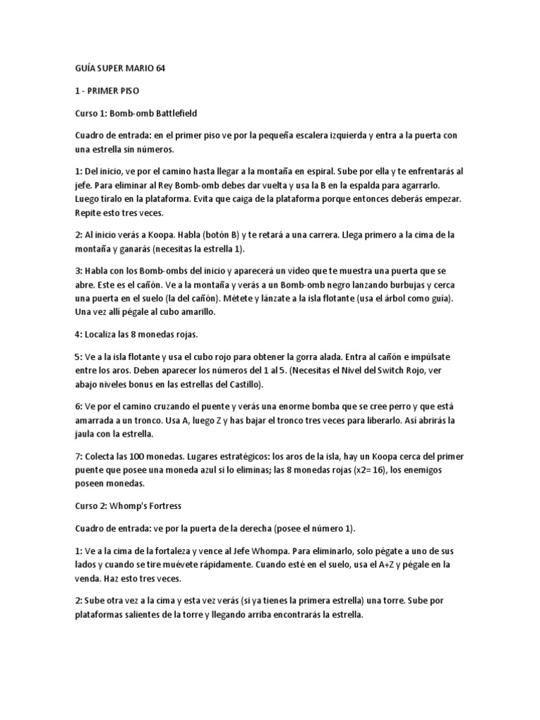 Guía Completa de Super Mario 64 | PDF | Ascensor | Mario