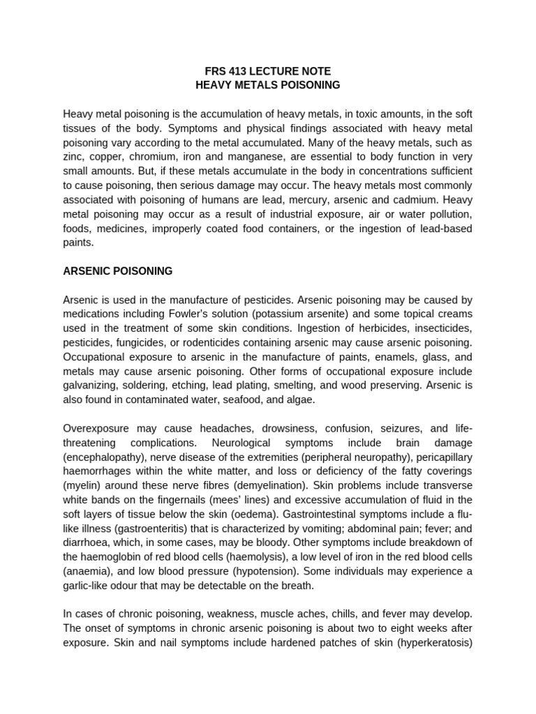 FRS 413 Lecture Note - 091454 | PDF | Acetylcholine | Autopsy
