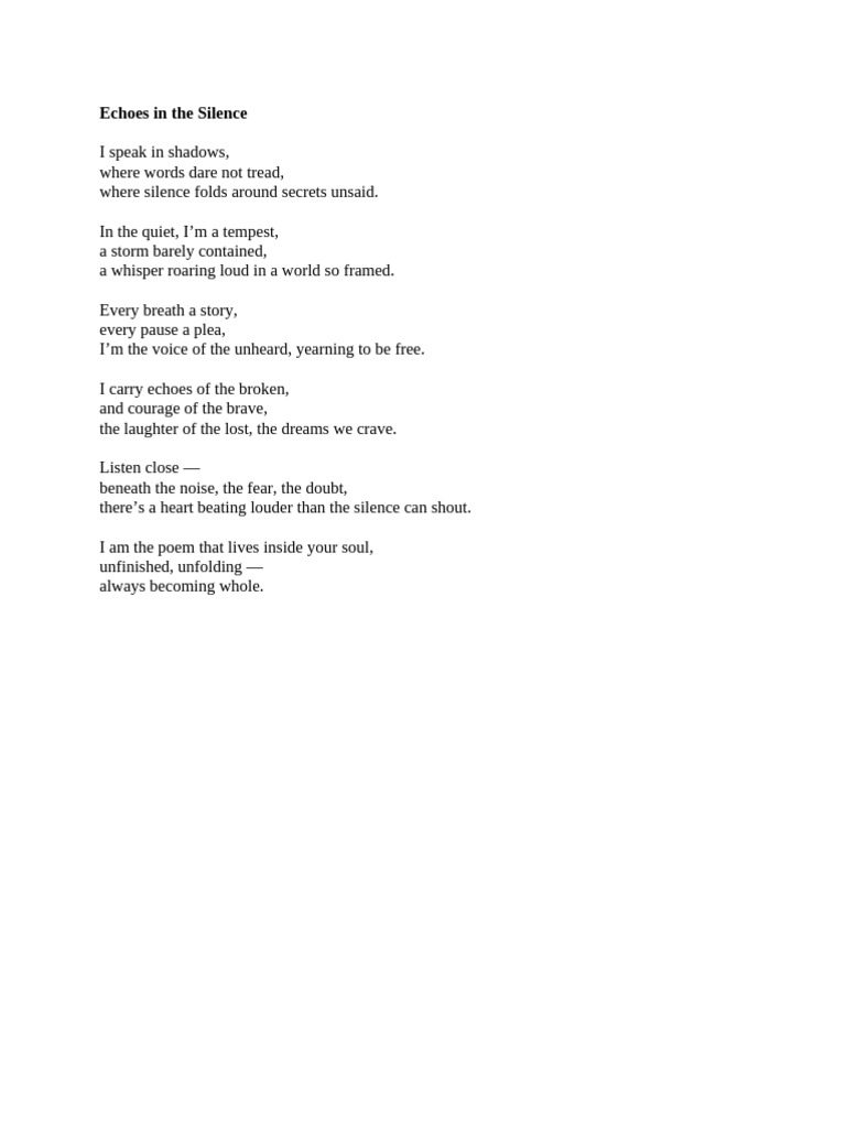 Poem of Unheard Voices and Secrets | PDF