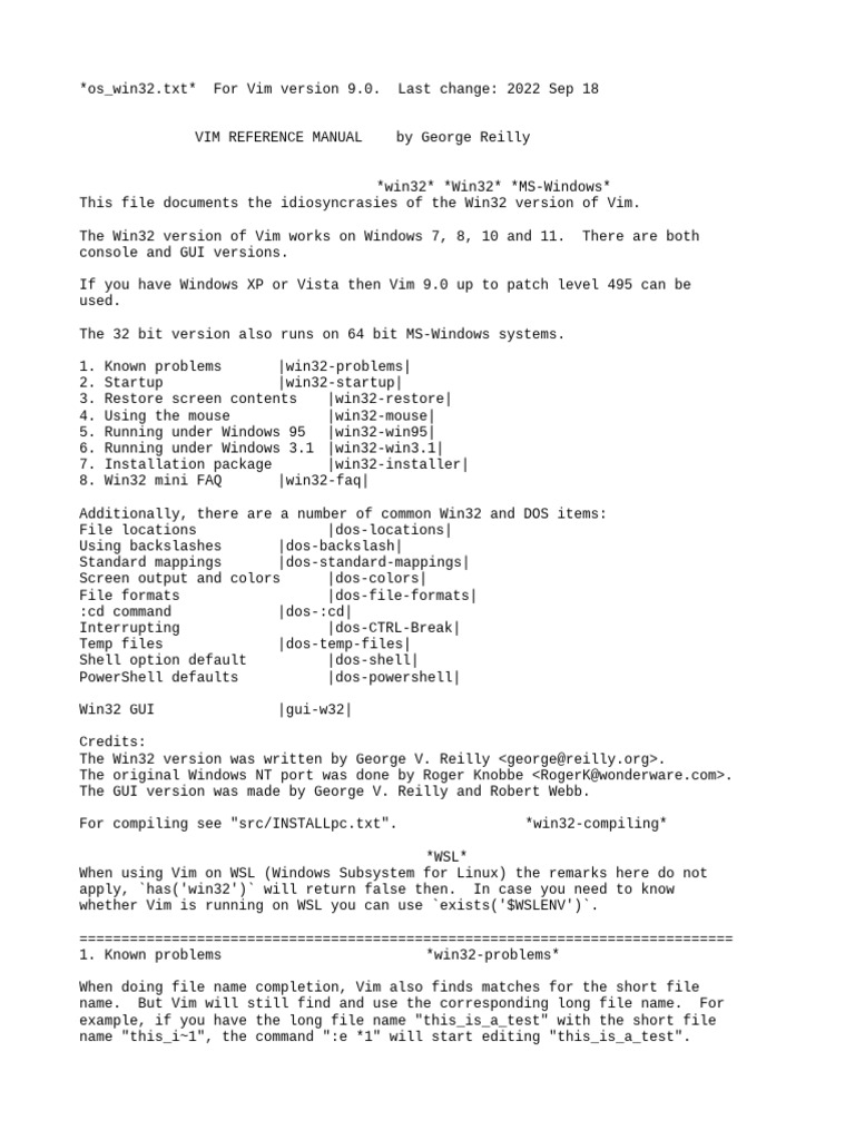 Win32 Vim Installation and Usage Guide | PDF | Command Line Interface ...