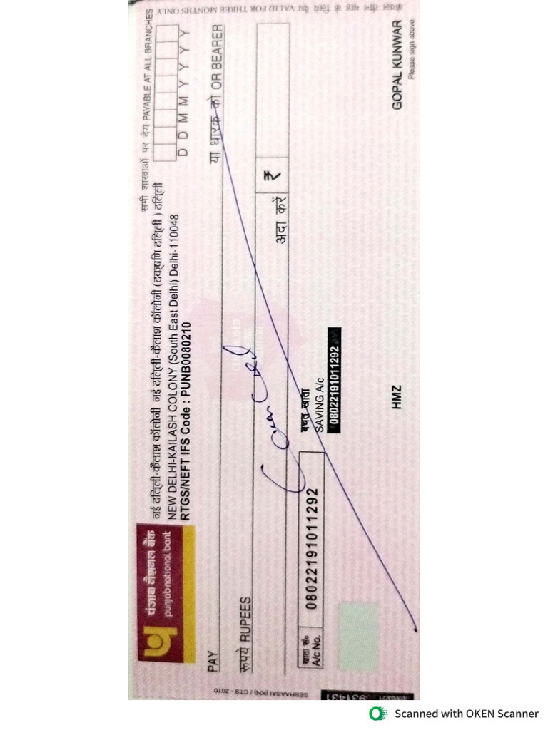 PNB Cancel Chque | PDF