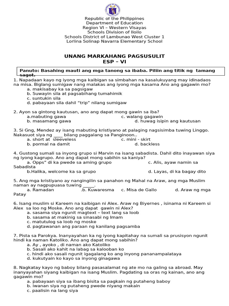PT - Esp 6 - Q1 | PDF