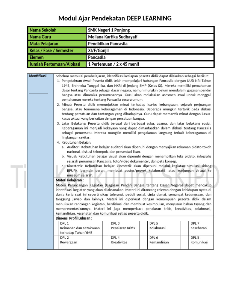 Modul Ajar Pancasila untuk Kelas XI | PDF