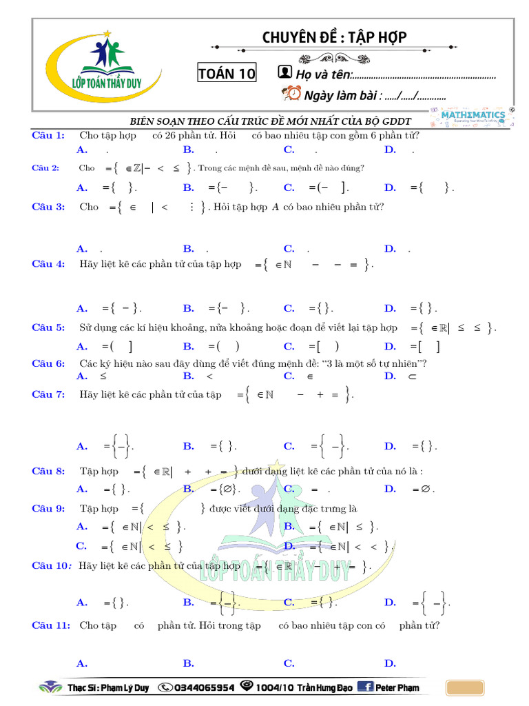 Chuyen de 2 Tap Hop Hs | PDF