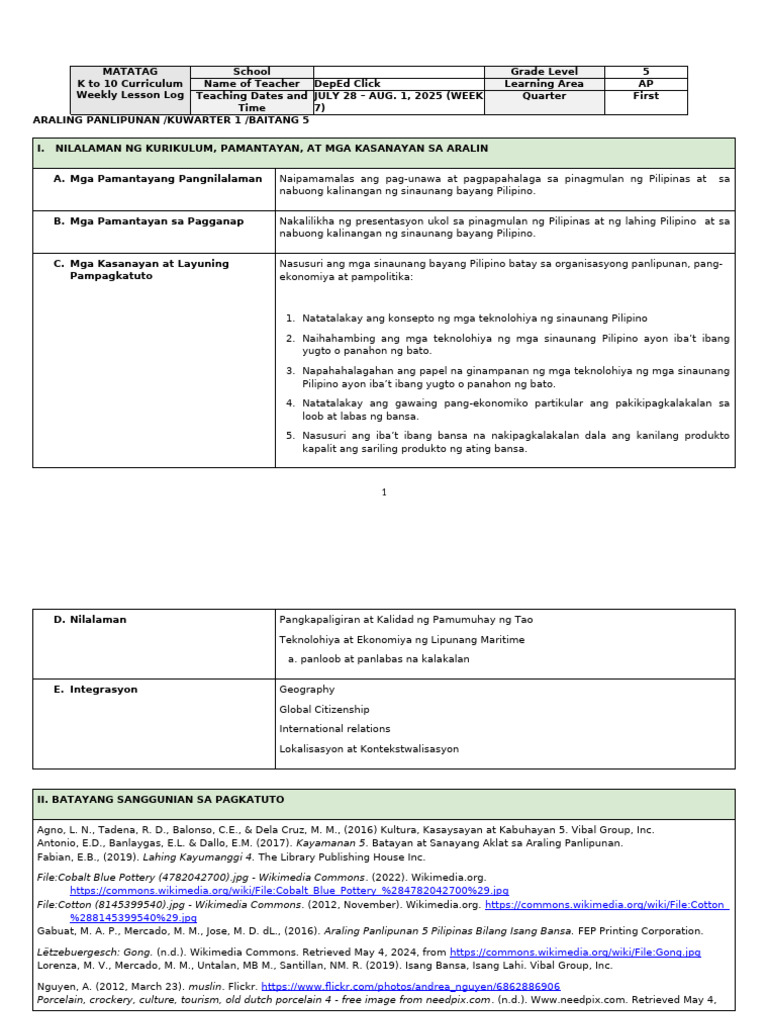 Ap 5 - DLL - Q1 - W7 | PDF