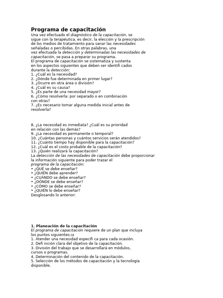 Programa de Capacitación Efectivo | PDF
