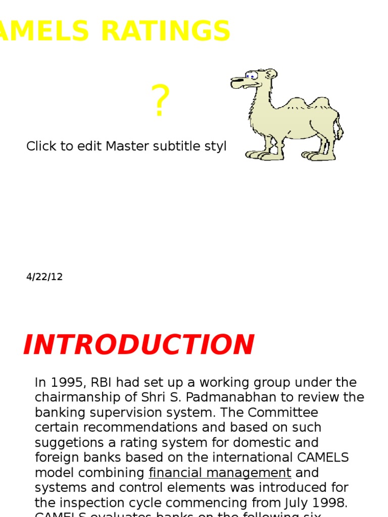 Camels Ratings: Click To Edit Master Subtitle Style | PDF | Market